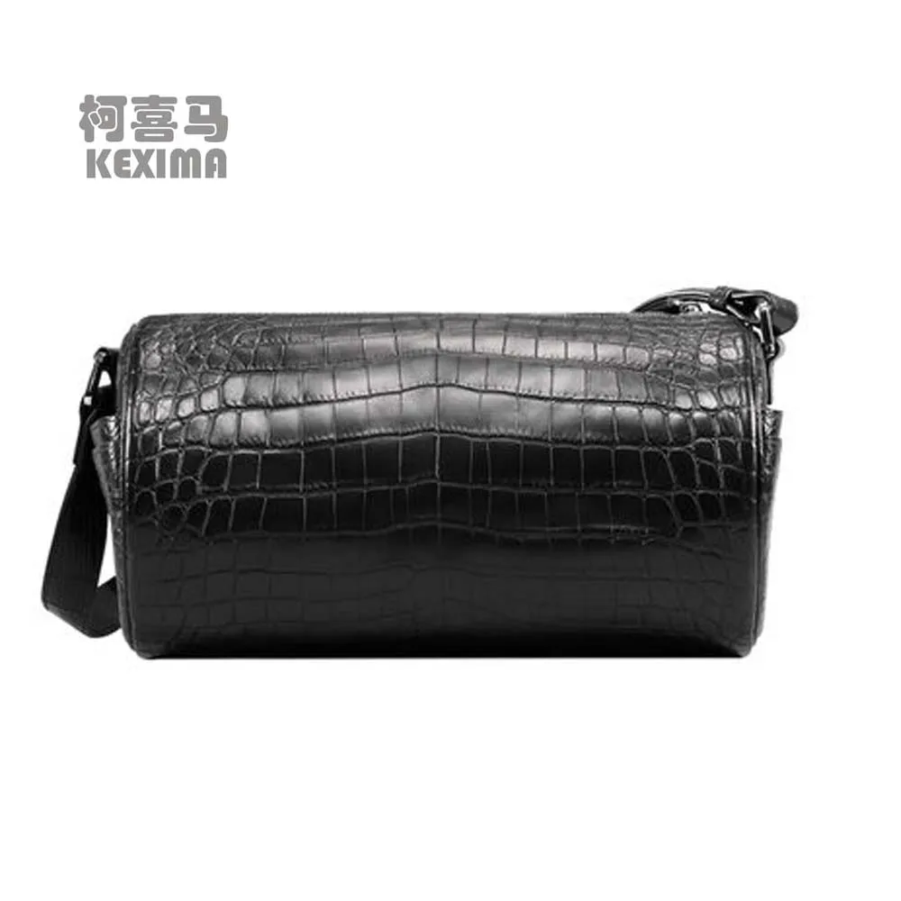 KEXIMA cestbeau new  crocodile men bag Barrel type One shoulder bag Travel package men bag