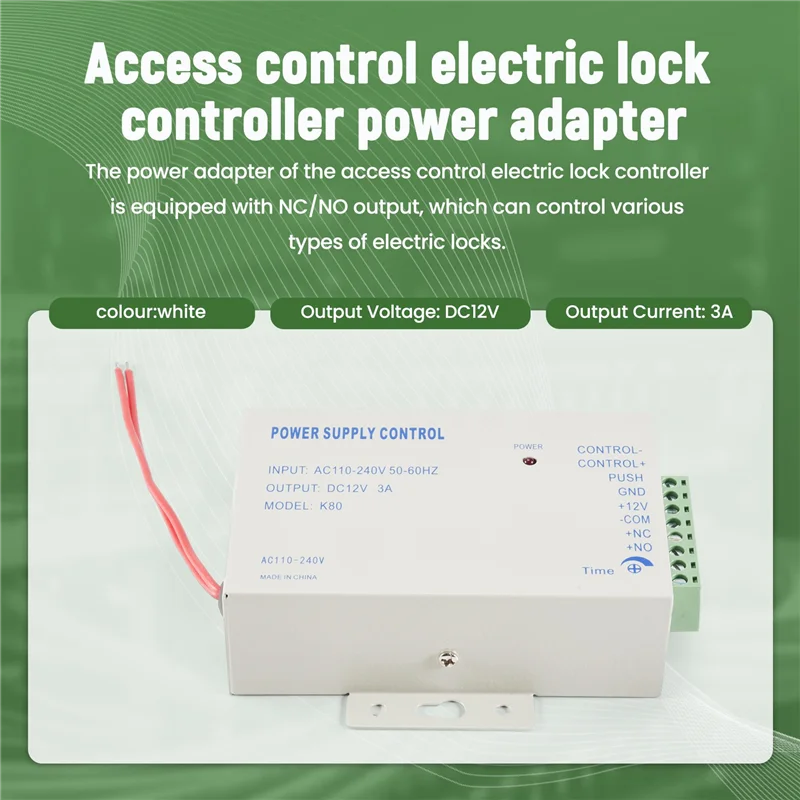 CJSD-K80 ประตูระบบแหล่งจ่ายไฟ DC 12V 3A Miniature Power/ล็อคไฟฟ้า Power/ระบบควบคุมการเข้าถึง