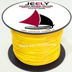 Cuerda trenzada única UHMWPE, 20m, 3mm, 12 hebras, 800kg