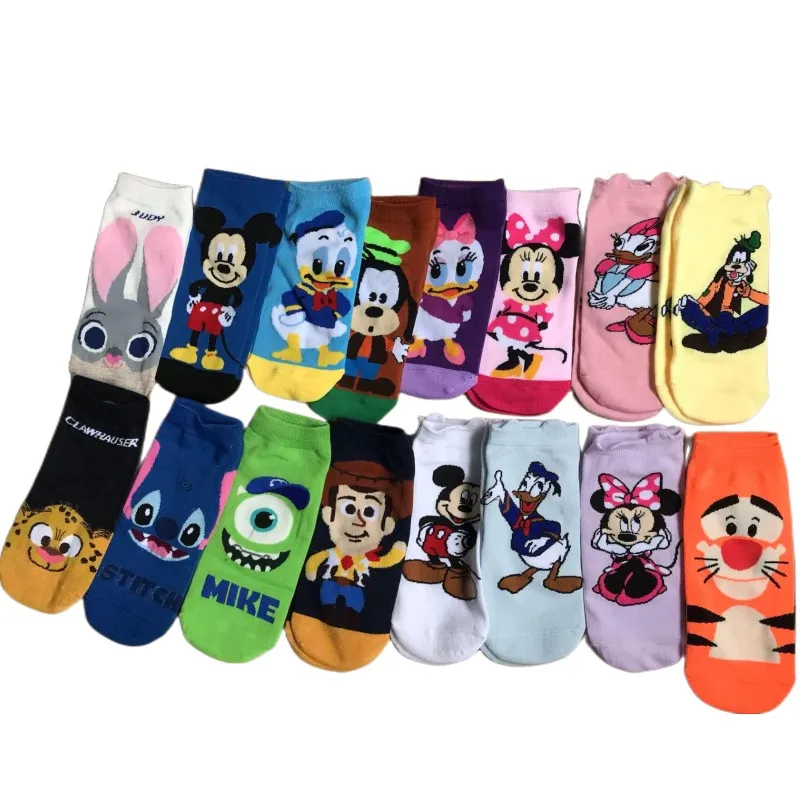 

HOT Toys Cartooon Invisible Socks Comfortable Cotton Mickey Donald Duck Princess Cartoon Boat Adult Socks Free Size