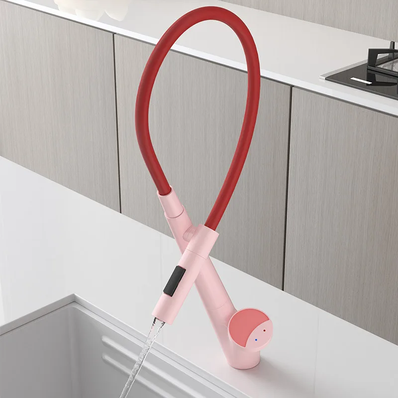 Full Copper Kitchen Faucet Pull Out Sprayer Cold Hot Water Sink Tap Creative Design