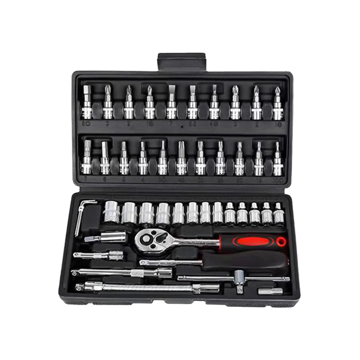 46 Piece Auto Repair Tool Set Sleeve Tool with Ratchet Tool Set,Black