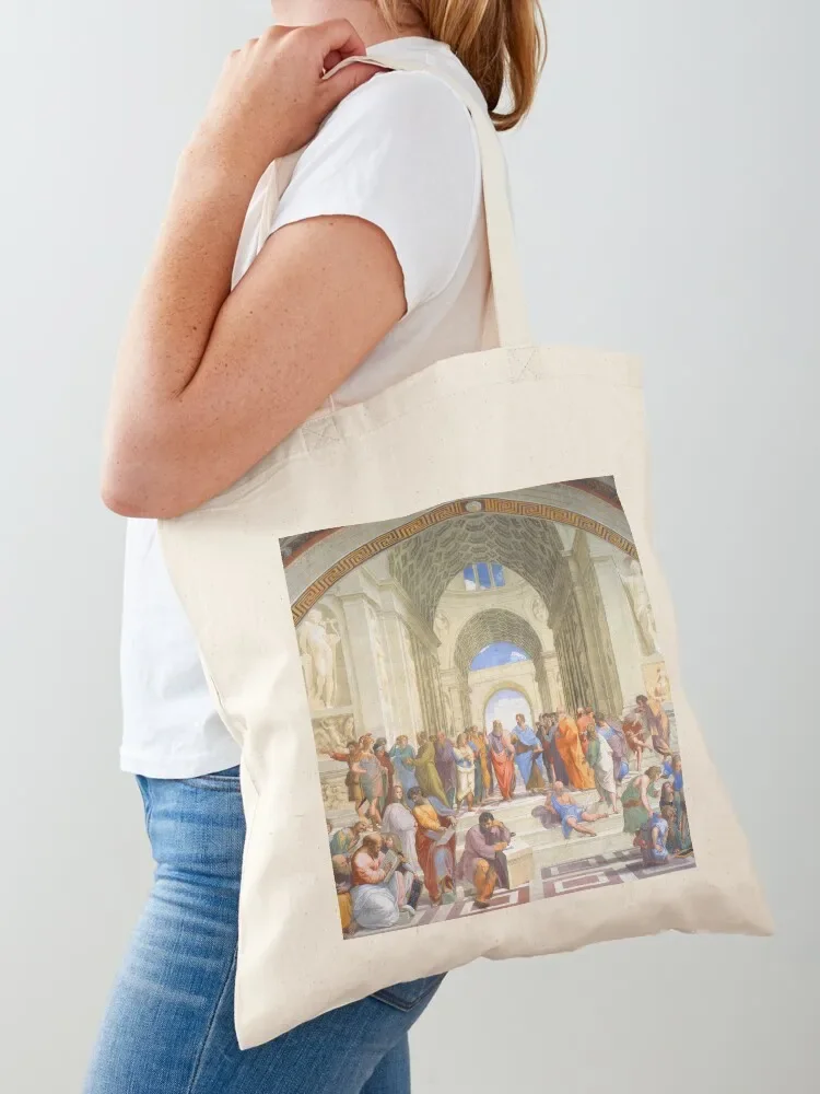 School of Athens featuring Plato & Aristotle by Raphael, Italian fresco Tote Bag Shopper handbag Canvas stote bag Bag