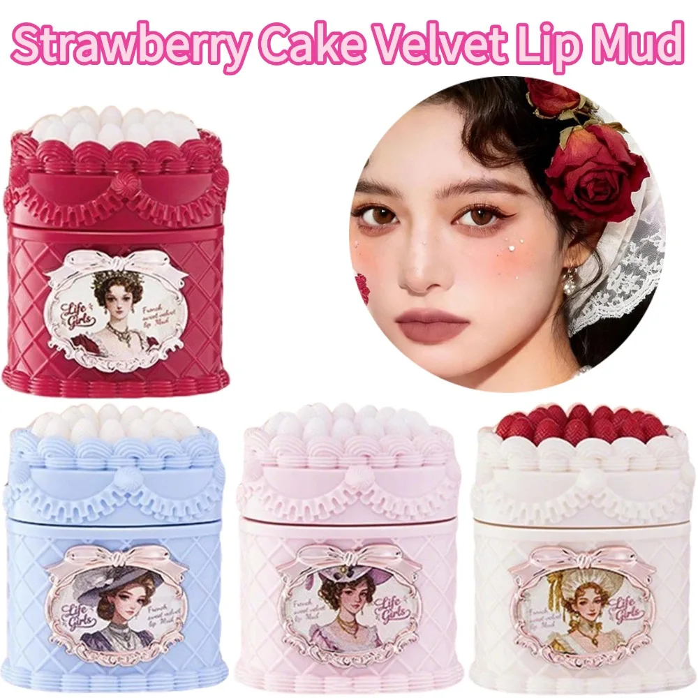 French Sweetheart Cake Matte Lip Gloss Velvet Mousse Lip Mud Soft Focus Finish Vintage High Pigmented Lip Cream Lasting Lip Mud