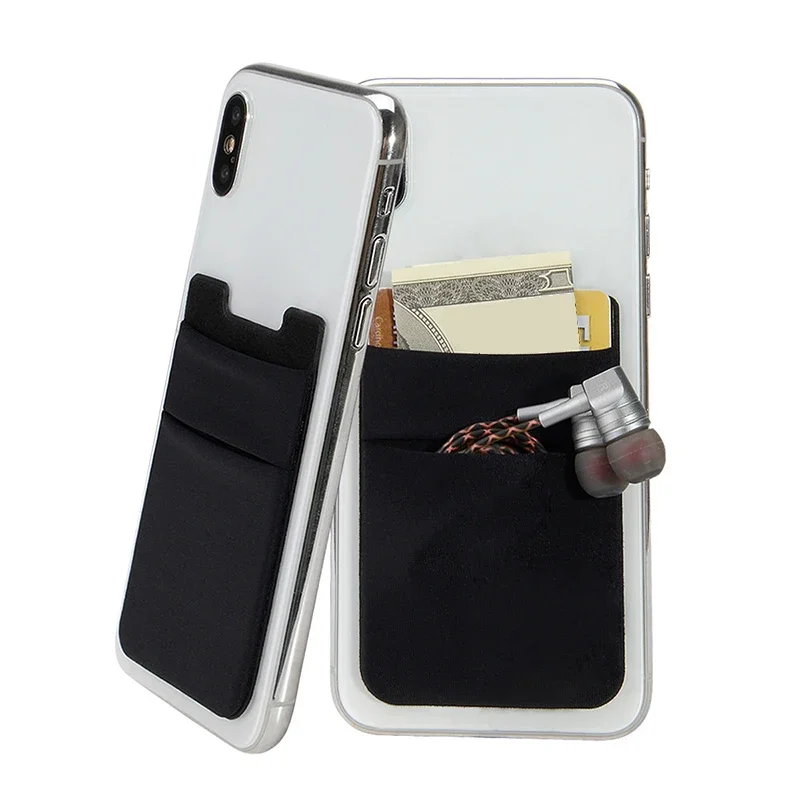 2PCS Klebstoff Aufkleber Tasche Geld Tasche Telefon Brieftasche Fall Mode Elastische Tuch Handy Karte Halter Kredit ID Karte Halter