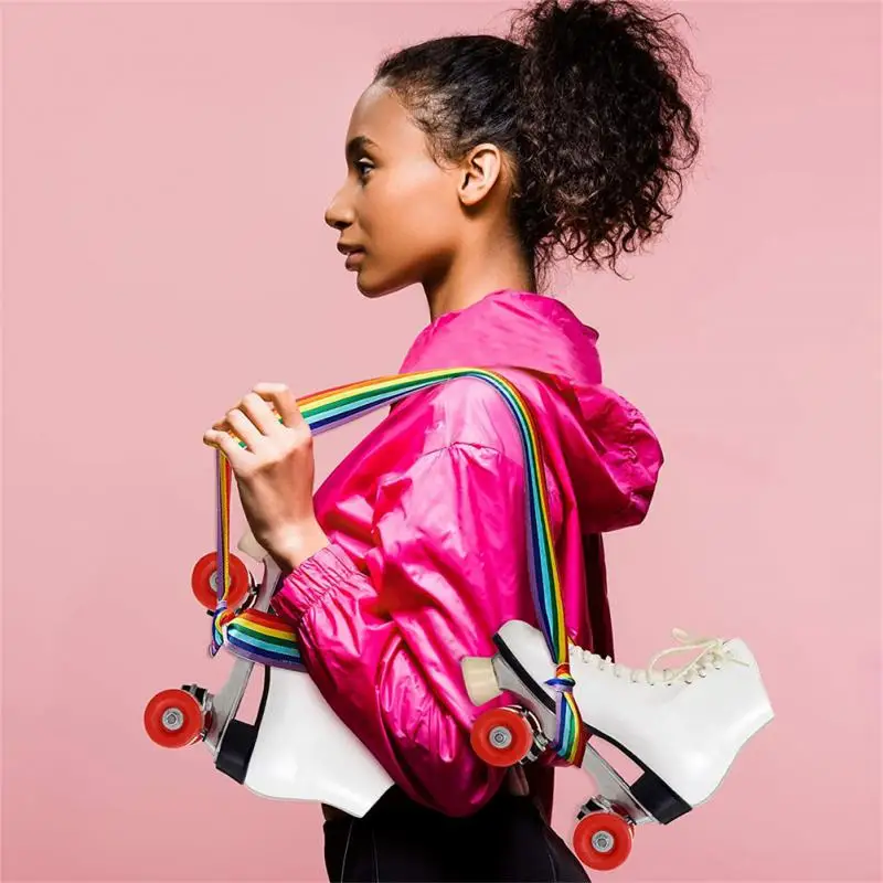 New 2 Piece Rainbow Skate Strap Adjustable Skate Boot Strap Skate Strap Yoga Mat Strap Multipurpose Skate Roller Hand Strap