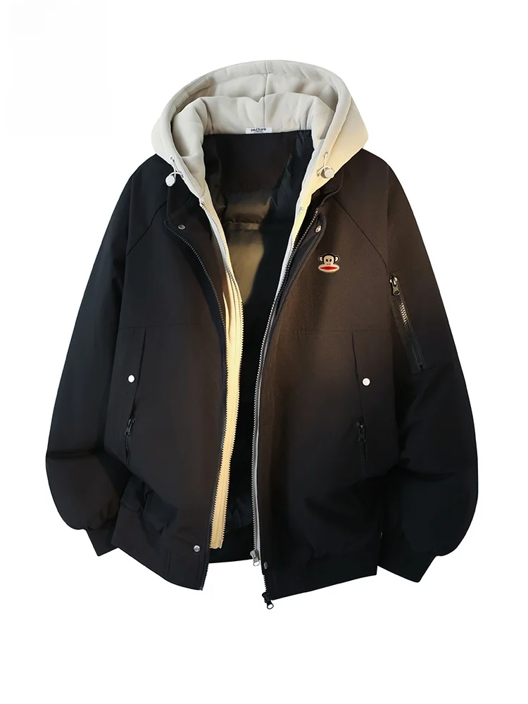 

Мужская утепленная хлопковая куртка Paul Frank с капюшоном, повседневная, с принтом, теплая зимняя верхняя одежда, молодежная мода в стиле Big Mouth Monkey