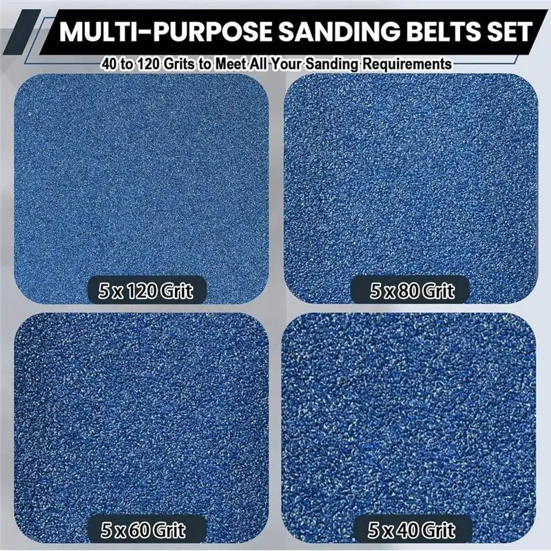 Zirconia Belt Sander Paper Heavy Duty Belt Sander 3X18 Inch Sanding Belts 20 Pcs(4 Grits, 5 Each Of 40, 60, 80, 120)