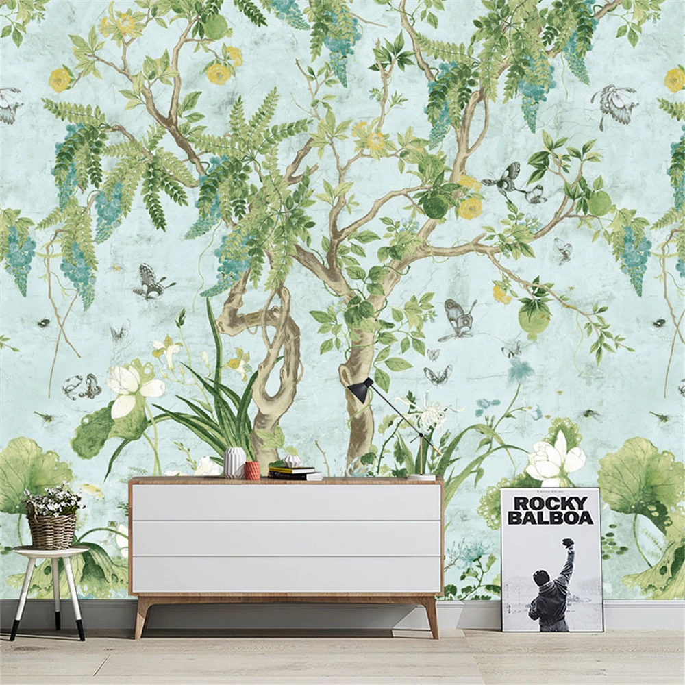 

Пользовательские скандинавские цветочные бабочки мраморные фотообои для гостиной ТВ фон 3D напольные обои с цветами наклейка