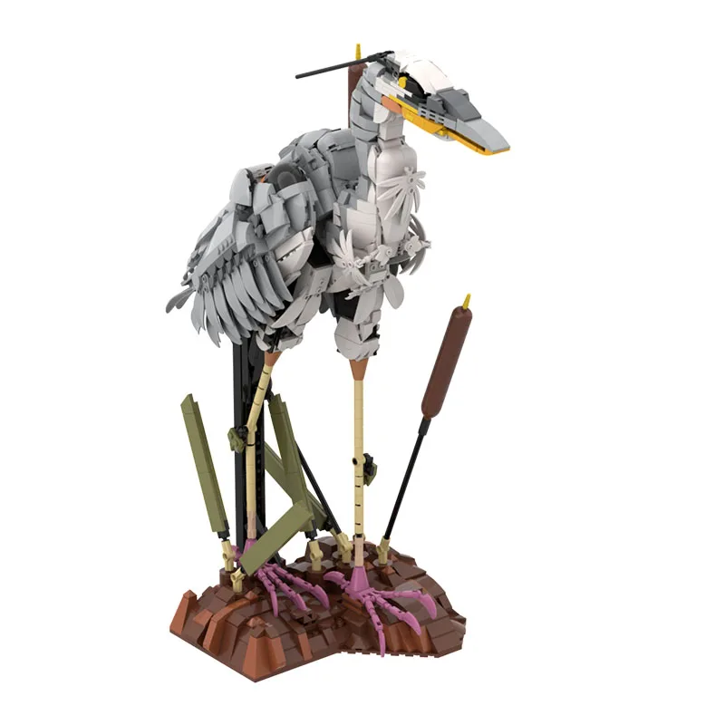 MOC Grey Heron Building Blocks Realistic Bird Model Kit for Adults DIY Advanced Puzzle Nature Home Office Decor