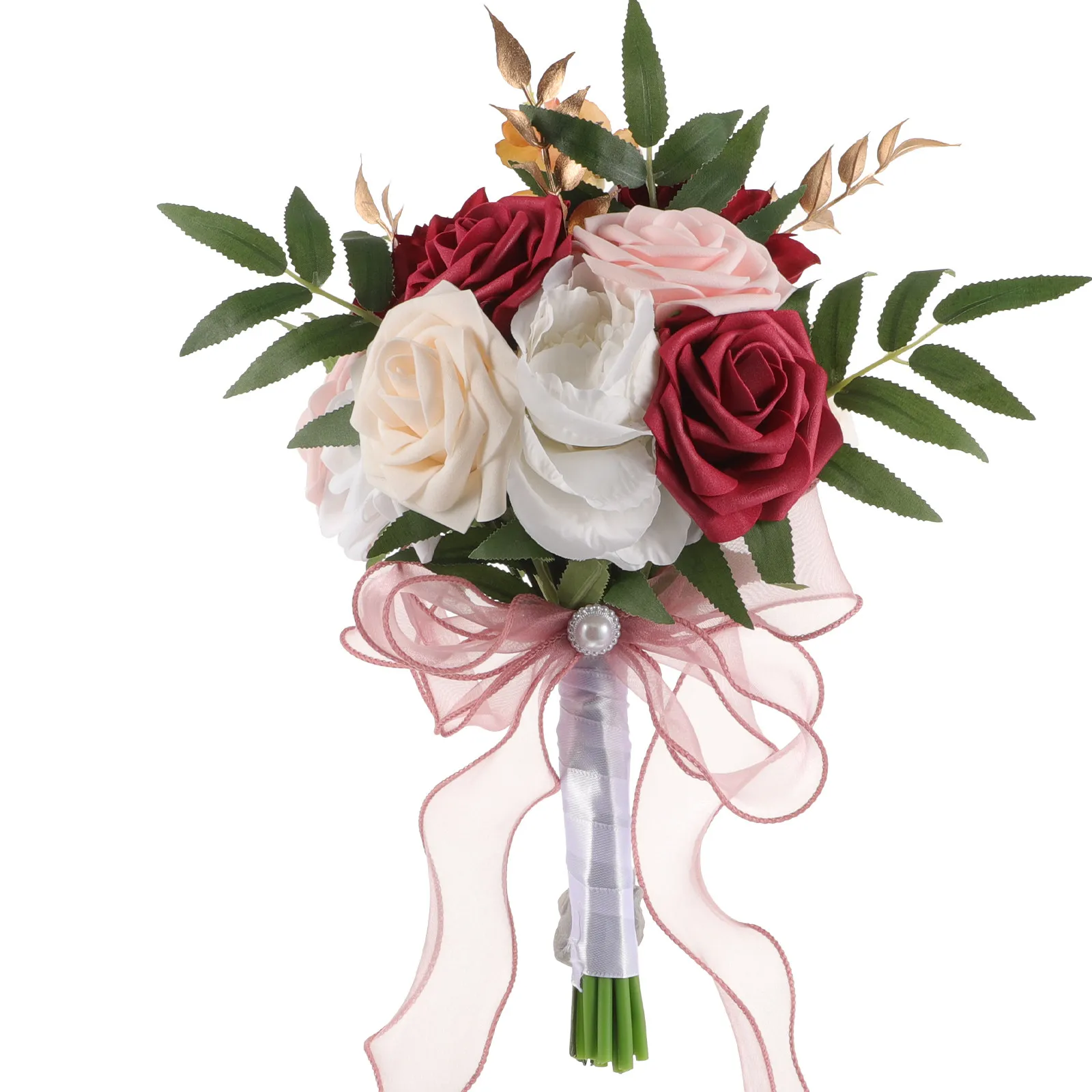 Bridesmaid Bouquet Artificial Flowers Plastic Realistic Wedding Decorations for Reception Table Centerpieces Valentine's Day