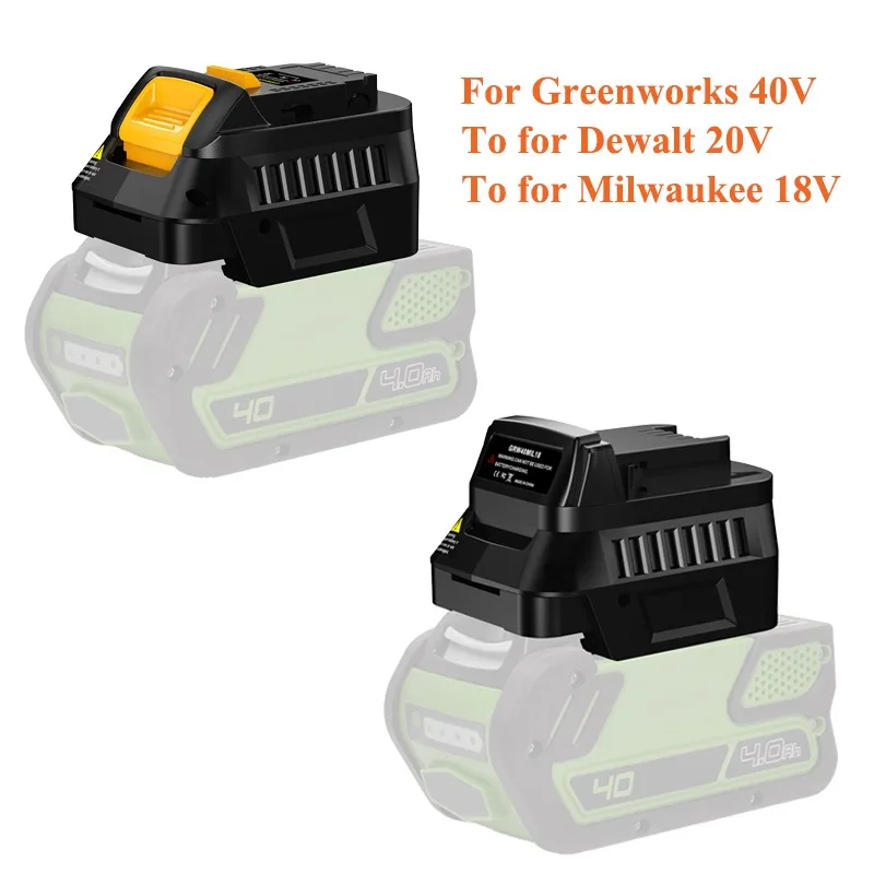 

Battery Adapter for Greenworks 40V Battery Convert To for Milwaukee 18V Battery,to Work for Dewalt 20V Cordless Power Tools