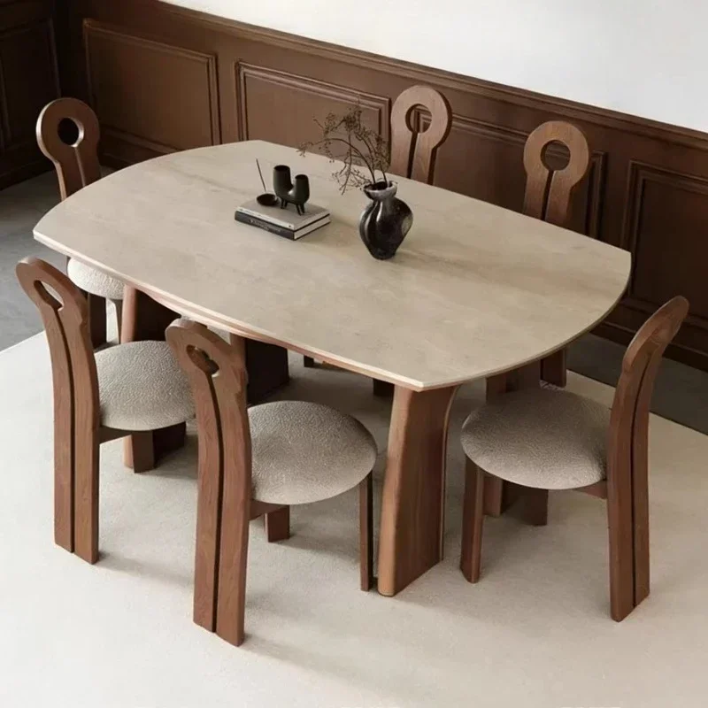 YXX Rock Slab Retractable Round Dining Table And Chairs Dual-purpose Folding Dining Tables And Sets 4 Chairs Pliante Kitcjen Tab