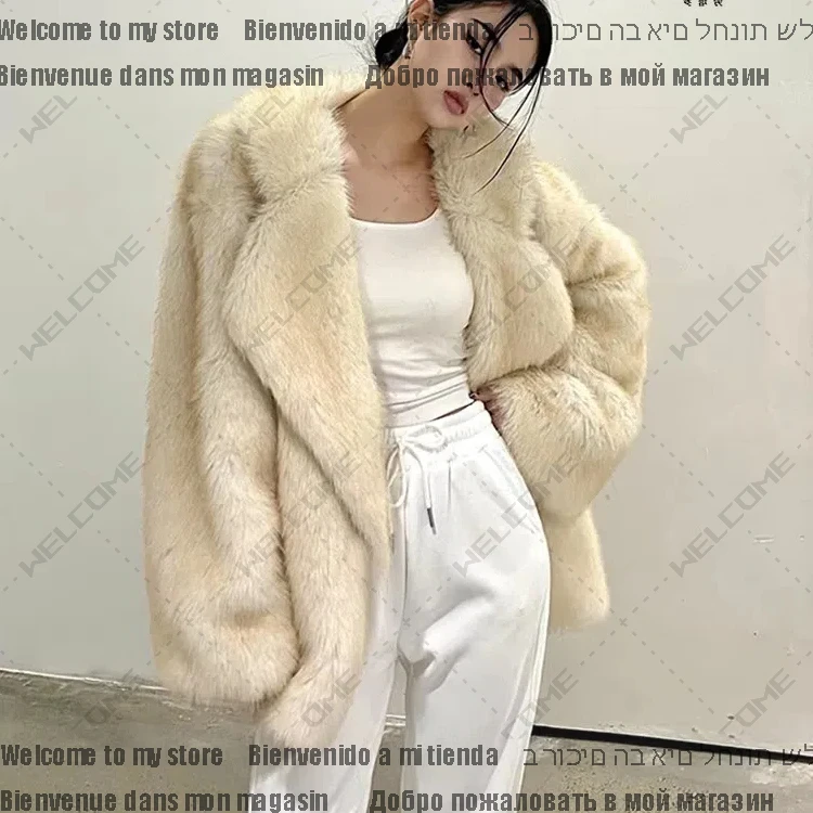 Winter Loose Casual Thick Warm Soft Hairy Faux Fur Coat Women Luxury High Quality Furry Fluffy Jacket Korean Fashion