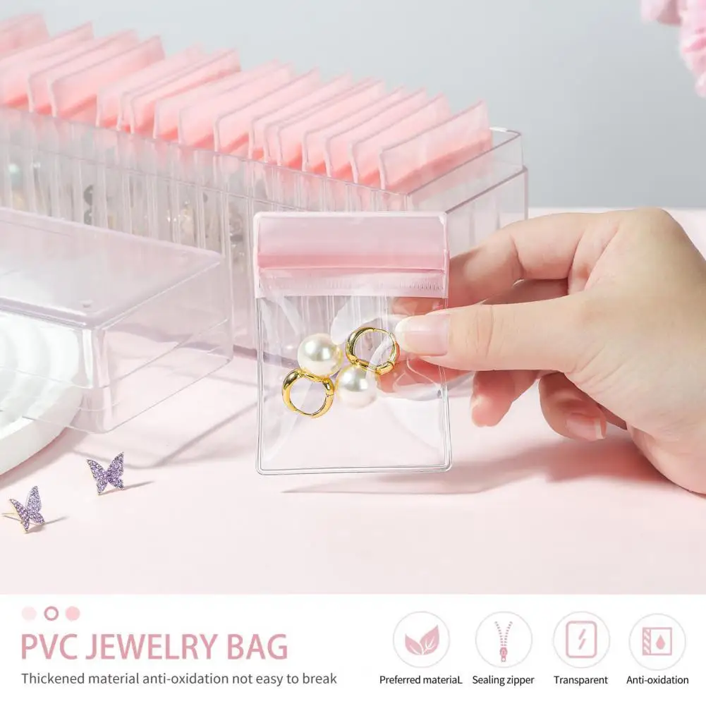 View Jewelry Box Elegant Jewelry Storage Box Organizer with Transparent Pvc Bags Dustproof Design Anti-oxidizing for Rings