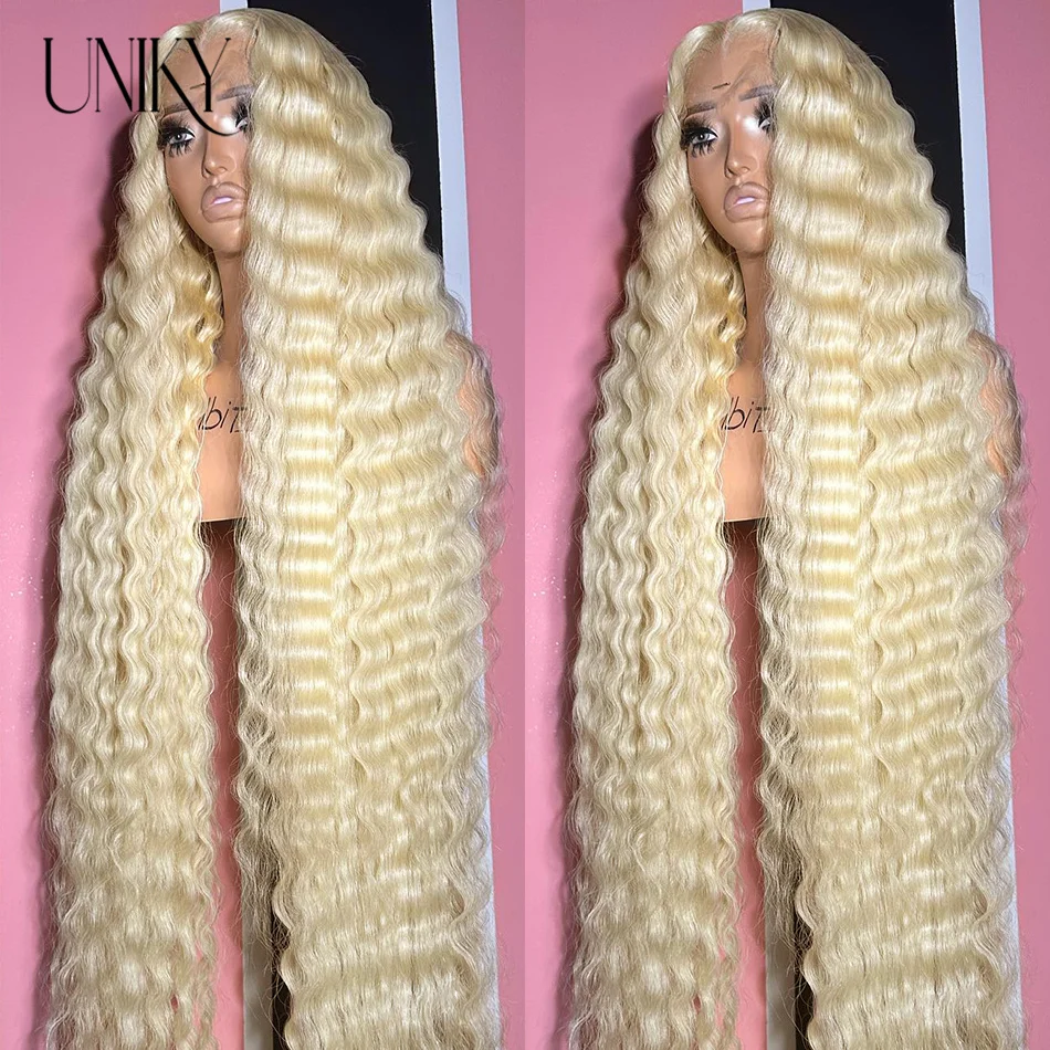 

13x6 Transparent Lace Frontal Wigs 613 Honey Blonde Deep Wave Lace Front Wig Remy 13x4 Curly Colored Human Hair Wig For Women