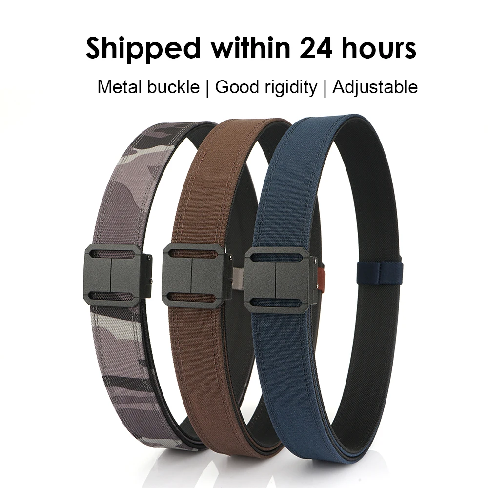 HSSEE New Rigid Casual Belt for Men Metal Automatic Buckle Hunting Tactical Belt Thick Genuine Nylon Hard Sports Belt Male Gift