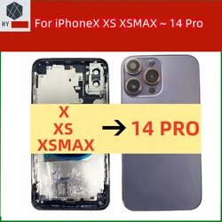 For X/XS/XSMAX Like 14 Pro Housing X Up To 13 Pro Housing XS To 14 Pro Back DIY Back Cover Housing Battery Middle Frame Replacem