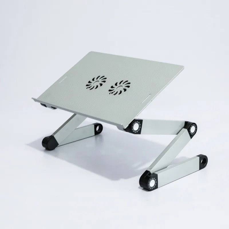 Aluminum Laptop Desk, Foldable Height Adjustable Lazy Table, Standing Office Desk Riser for Bed Home Portable Small Workstation