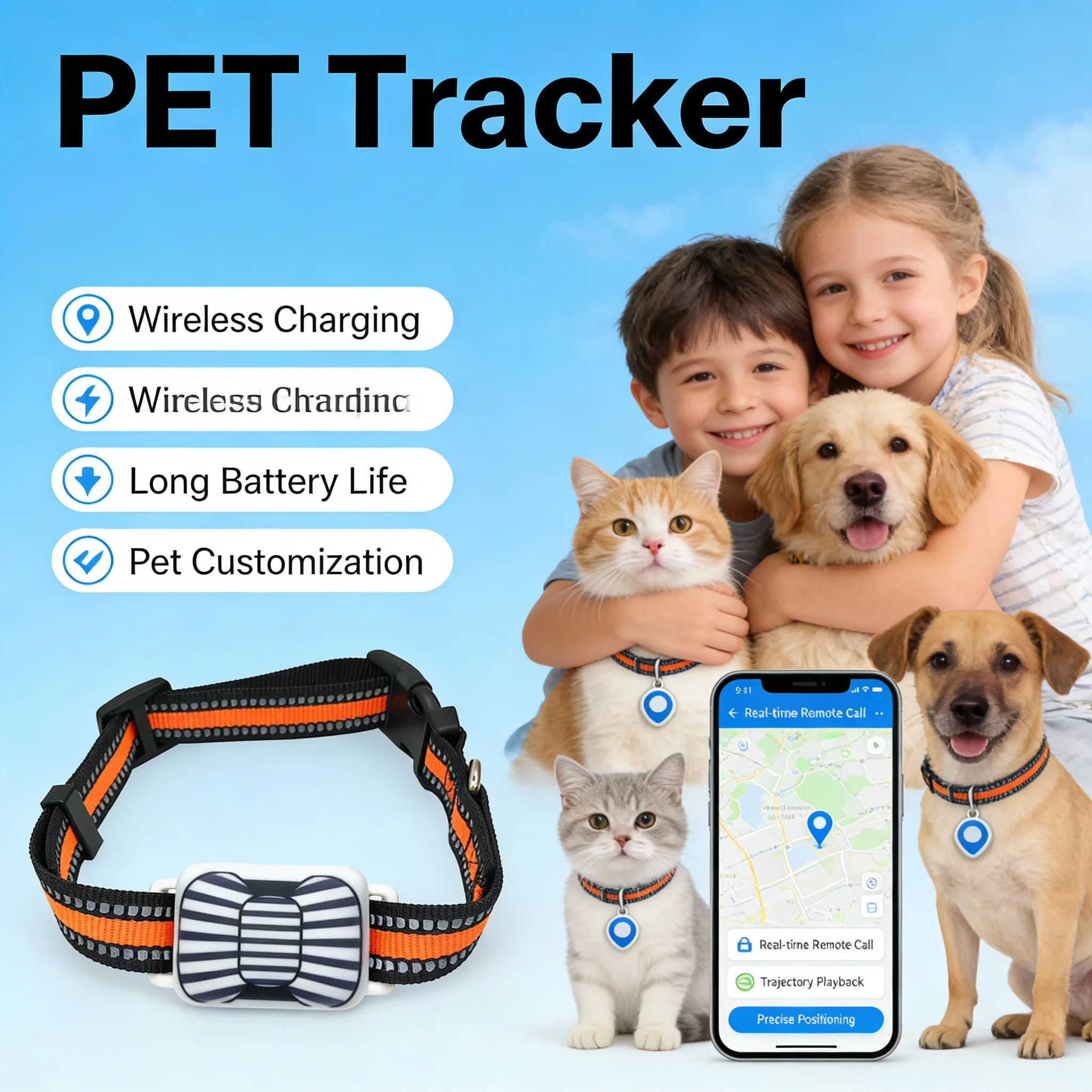 Pet GPS locator dog positioning cat anti-lost GPS collar tracking locator tracker Beidou positioning