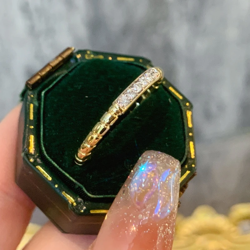 Aazuo-Bague en or 18 carats avec diamants naturels pour femme, cadeau de luxe, fiançailles, fête, règle, ligne, jaune, offre spéciale