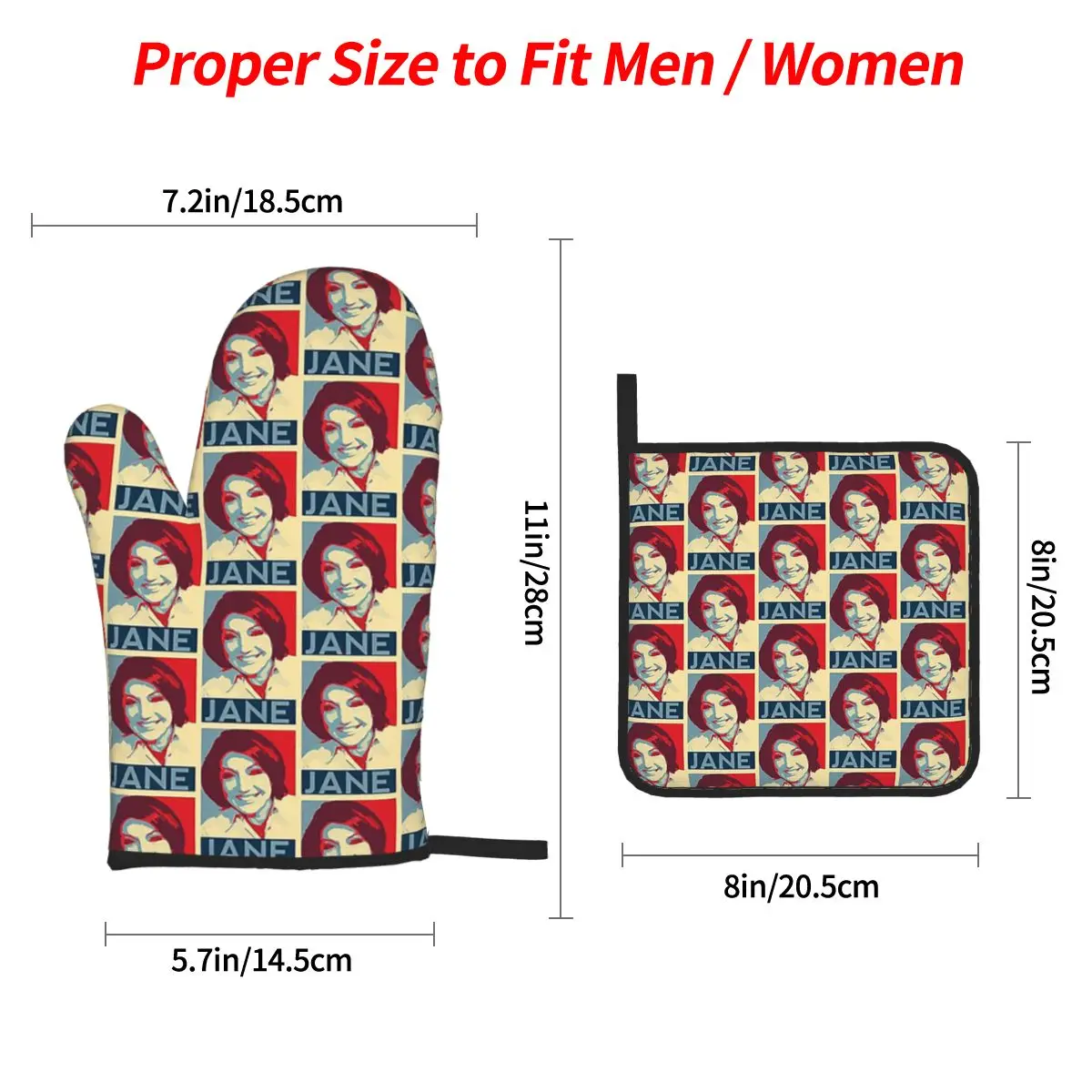 Jane Mcdonald Oven Mitts and Pot Holder Sets of 4 for Baking Kitchen Cooking BBQ Resistant Non-Slip Gloves