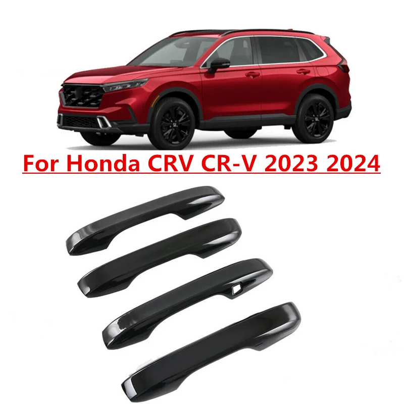 4PCS Glossy Black Out Side Door Handle Cover Trim For Honda CRV CR-V 2023 2024