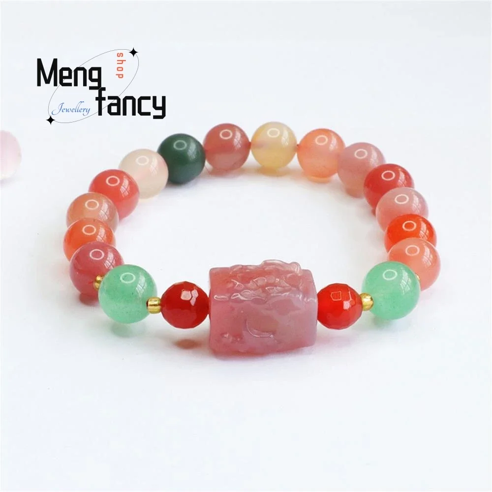 

Natural Salt Source Agate Strings Phoenix Through Peony Bracelet Simple Elegant High-grade Sexy Young Girls Jewelry Holiday Gift