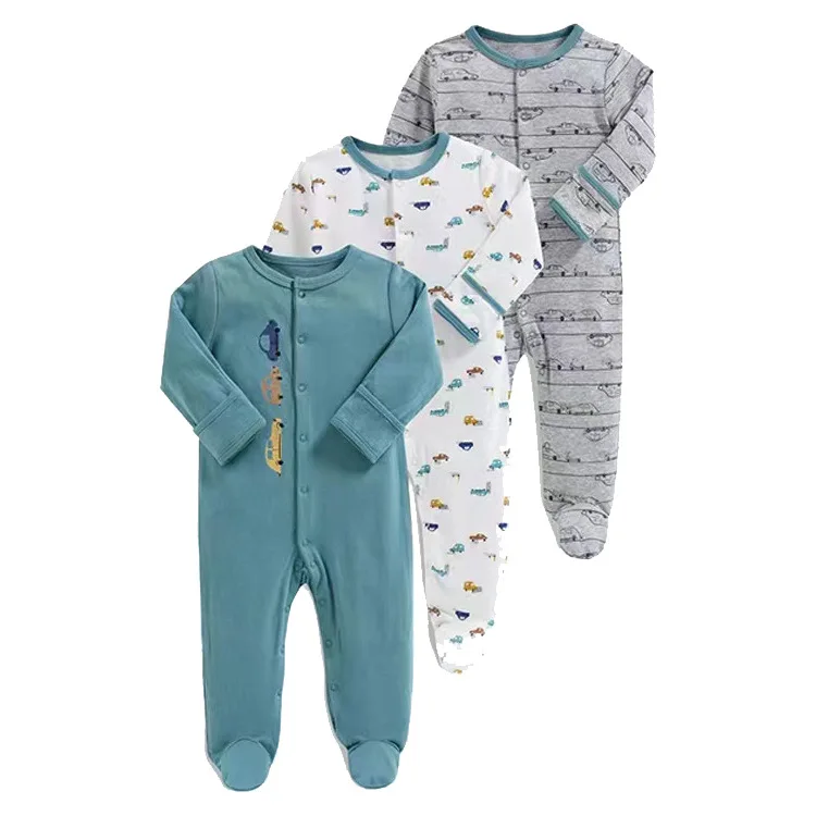 Combinaison de printemps et d\'automne pour bébé, pyjamas à manches longues, aux pieds arrondis, vêtements pour nouveau-né