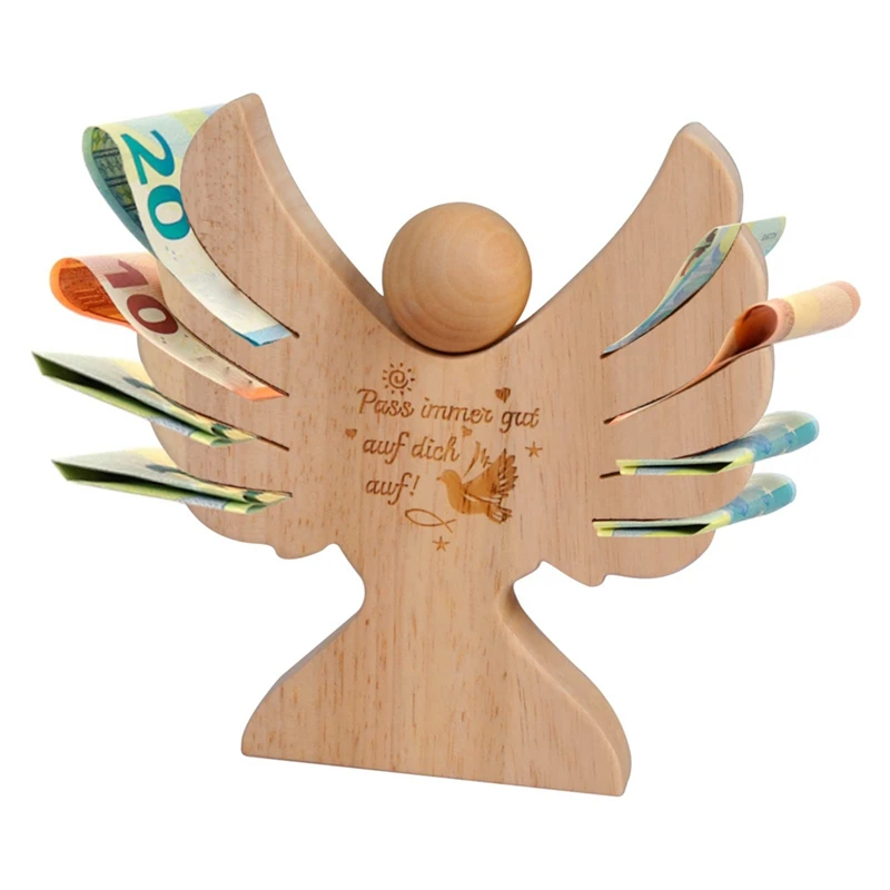 Wooden Angel With Engraving For Christening Guardian Angel Communion Boys Wooden Christening Gift Money Gift