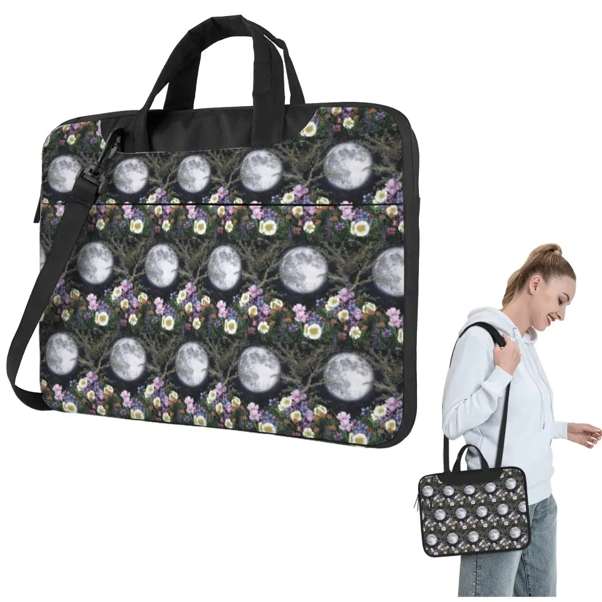 Midnight In The Garden II Crossbody Laptop Bag Case Computer Bag 13 14 15.6 Inch Notebook Pouch for Macbook Pro
