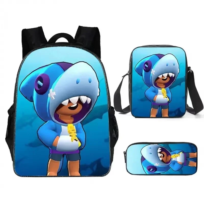 Anime Lyons Cute Backpacks Three-piece Set Children\'s Backpack Student Backpack Outdoor Travel Bag Shoulder Bag Pencil Case Set