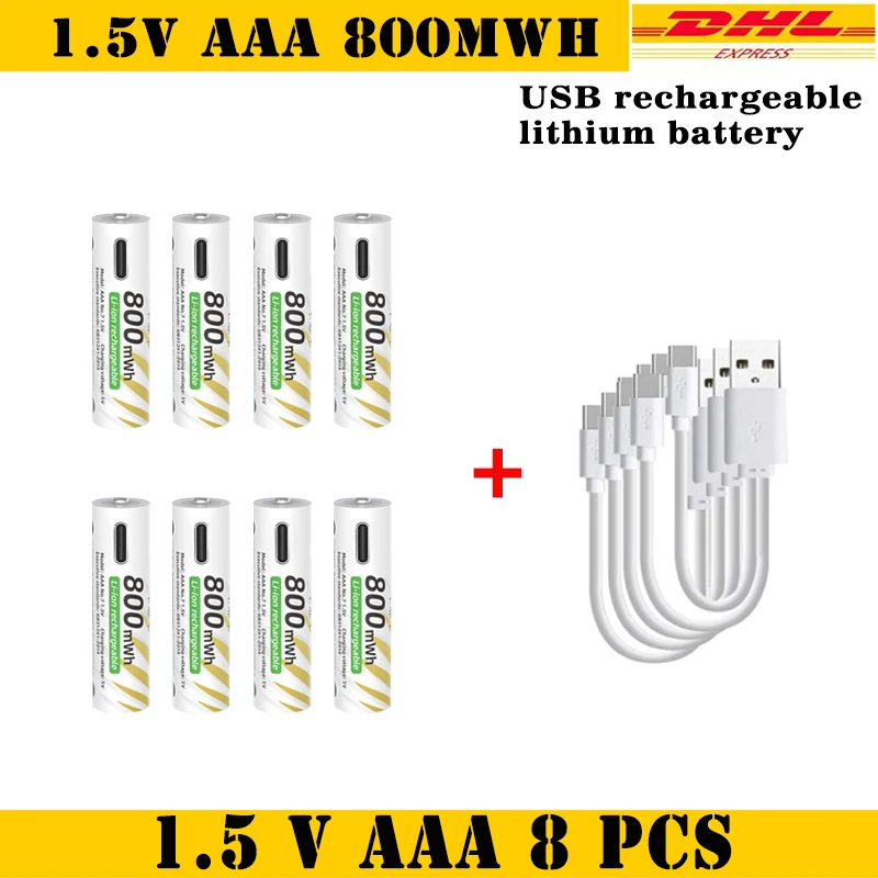 

Li-ion AA and AAA Rechargeable Batteries USB Lithium-ion 3400mWh 1.5V AA Rechargeable Battery+800mWh 1.5V AAA Battery