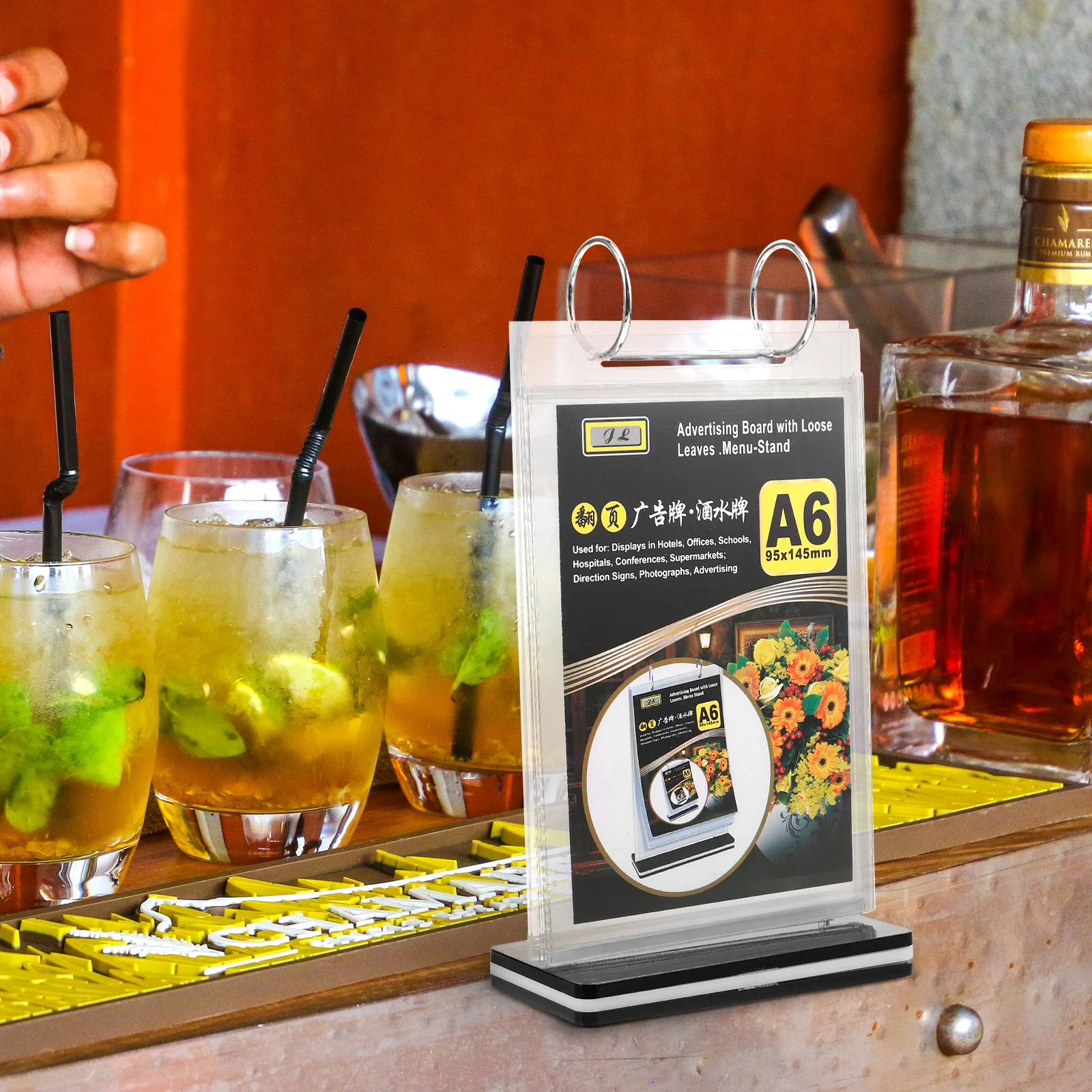 Menü Display Stand PVC Poster Schild Halter Restaurant Einzelhandel Flip Page Board Leichte Stabile Basis Desktop Menü Lagerung Rack