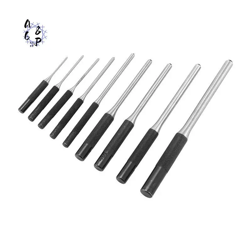 A68P-9-Piece Set-Up Punch Round Punch Pieces Roll Pin Punch Set Tool Bolt Catch Roll Pin Punch Tool Kit
