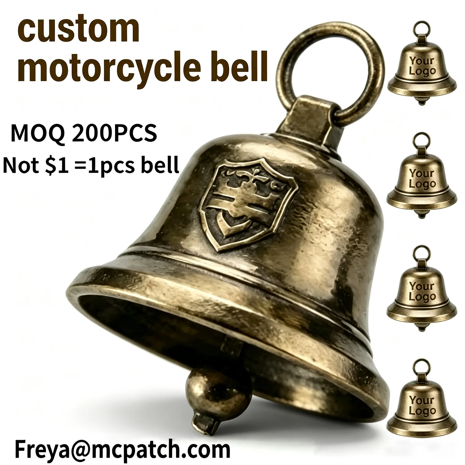 Custom Motorcycle Bell Personalized Metal Bells for Bike Rider Customized Engraved Motorcycle Accessories Lucky Bell Moq 500pcs