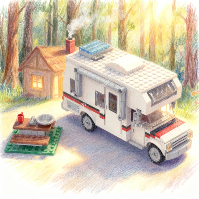 426 قطعة MOC خمر تشيفي تخييم نموذج اللبنات العمارة اللعب هدية الكريسماس لتقوم بها بنفسك فكرة التعليم الإبداعي الطوب