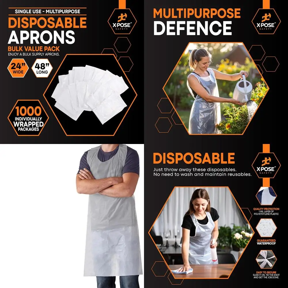 

Одноразовые белые пластиковые фартуки, 24 x 48 дюймов, в индивидуальной упаковке, из полиэтилена толщиной 1 мил, для приготовления пищи и не только