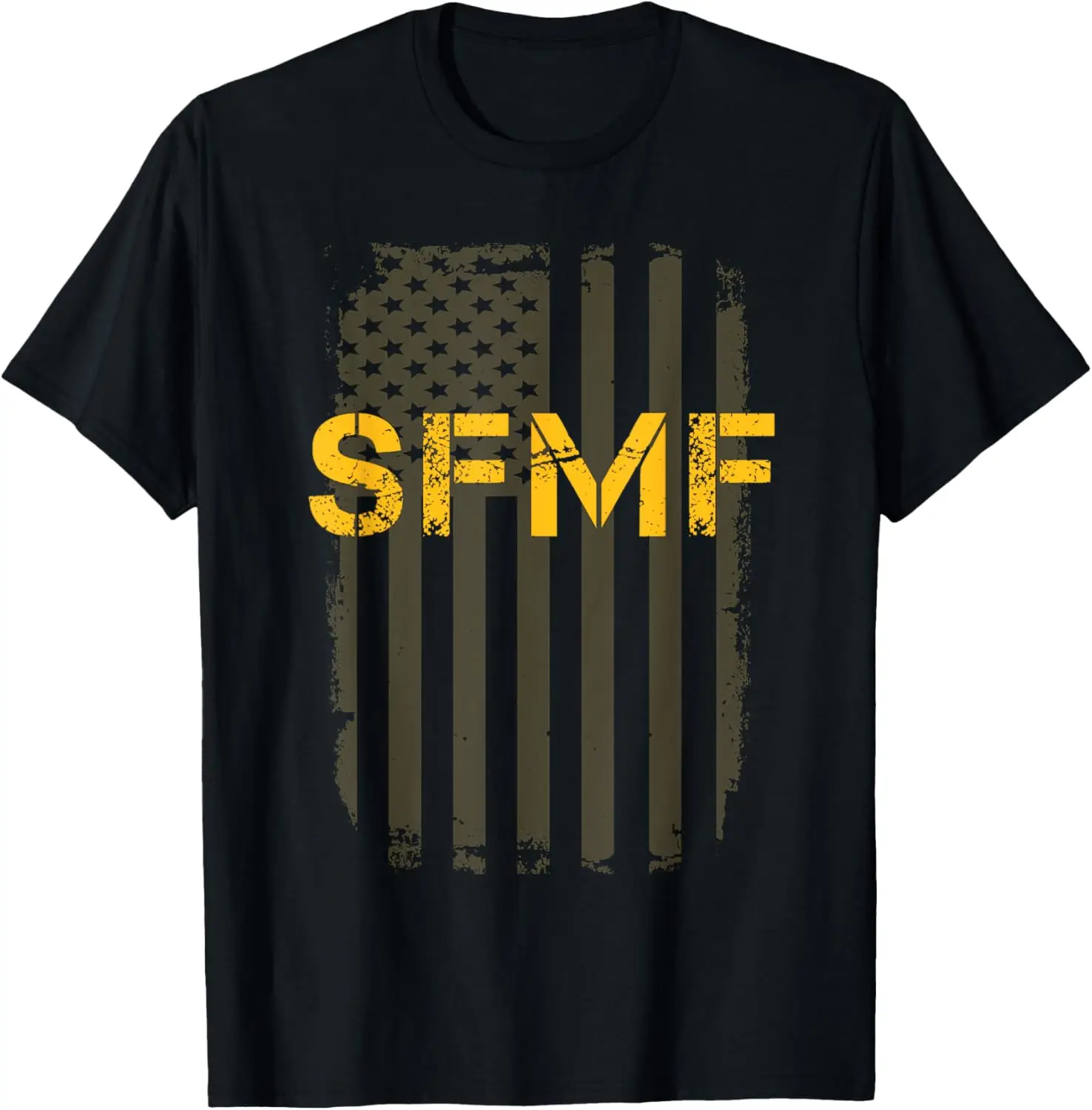 

Military Slang SFMF Tshirt Always Flexible Gold Flag