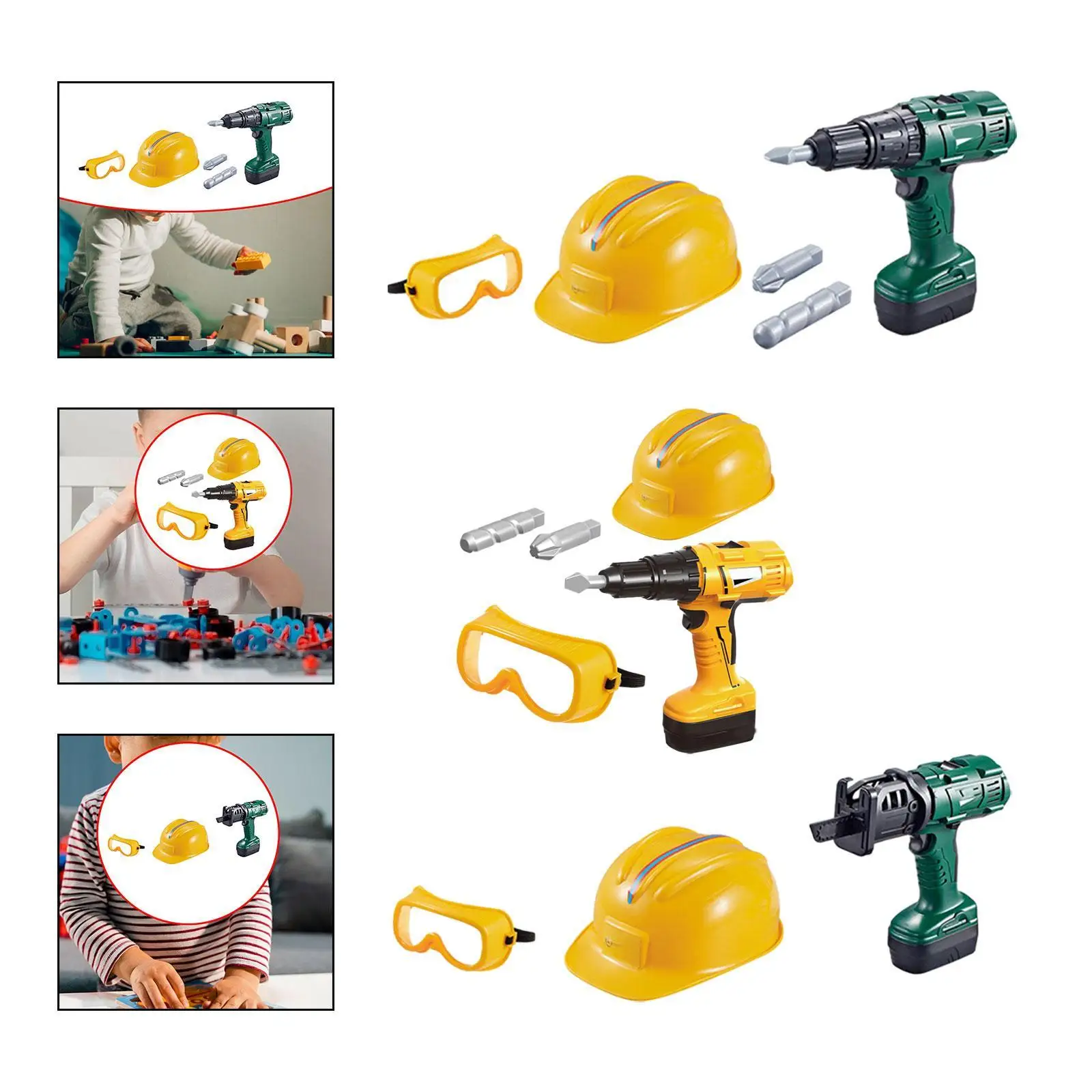 Kids Tool Set Toy Realistic Electronic Toy Drill with Sound and Light Construction Tool for Ages 3+ Toddlers Boys Girls Children
