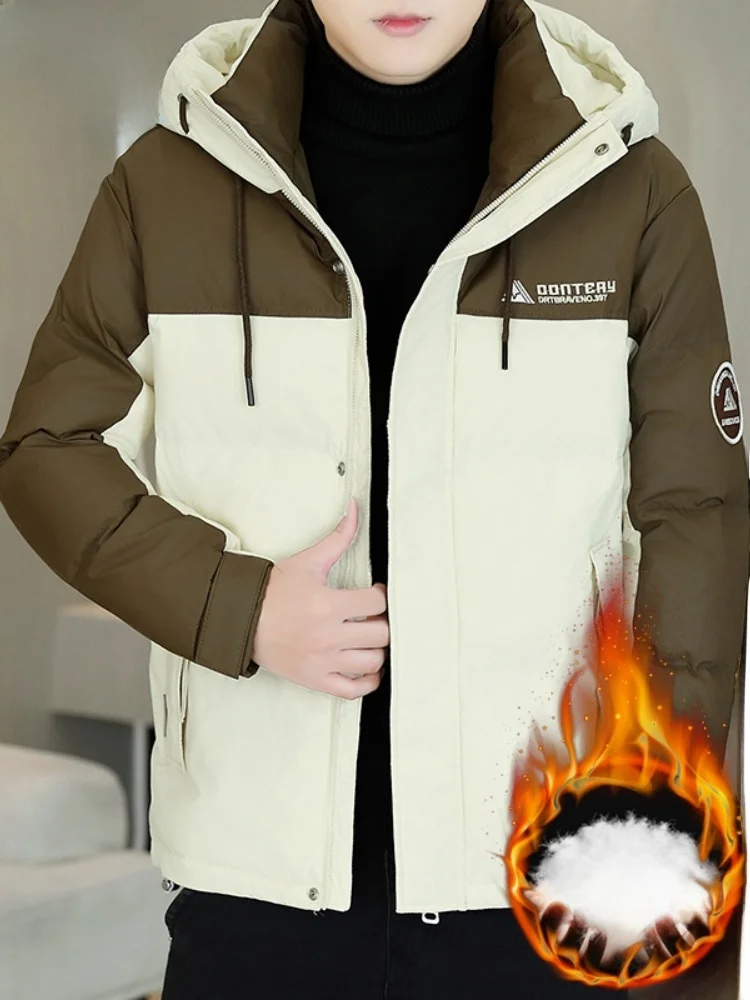 

Paul Winter Men's down Jaet White Du Feather Hooded ort Warm High Quali Faionable Urban Sle Thiened Zipper Closure