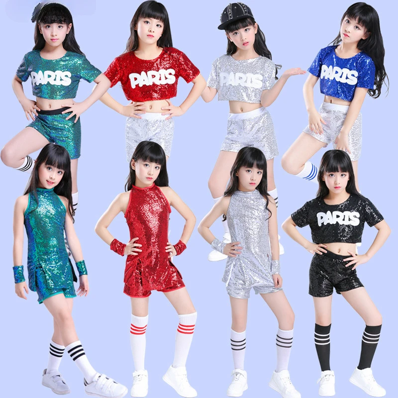 Children's Day Jazz Dance Costumes Hip-hop Street Dance Performance Sequined Sleeveless Suits Modern Dance Costumes Boys Girls