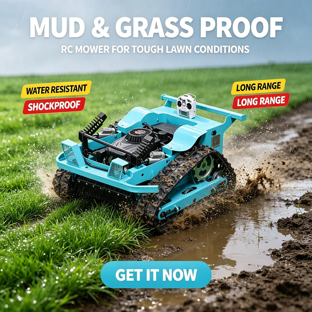 Tracked Remote Control Lawn Mower Hybrid Power Zero Turn Grass Cutter Machine All Terrain Heavy Duty Slopes Brush Mower