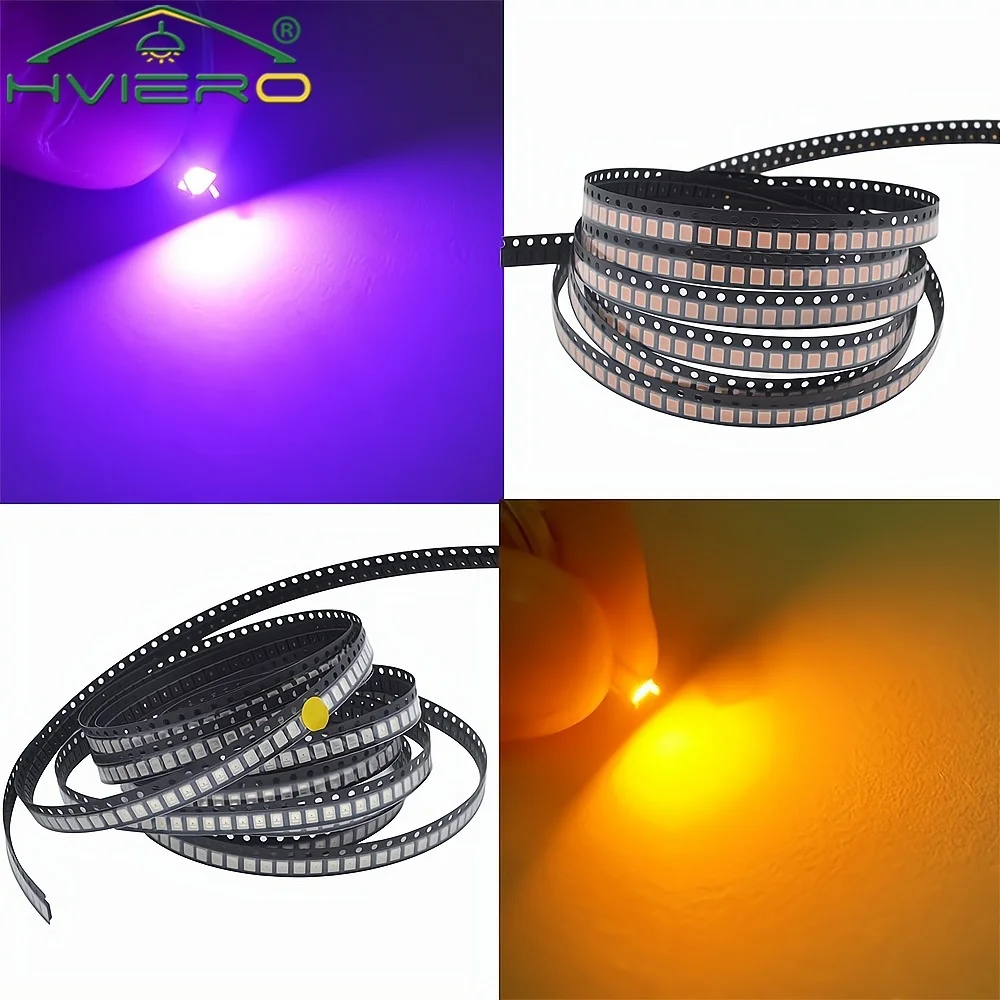 SMD LED, 레드, 옐로우, 화이트, 블루, RGB, 퍼플, 핑크 발광 다이오드 조명 분위기, 2835 5730 3020, 100 개, 3.3V