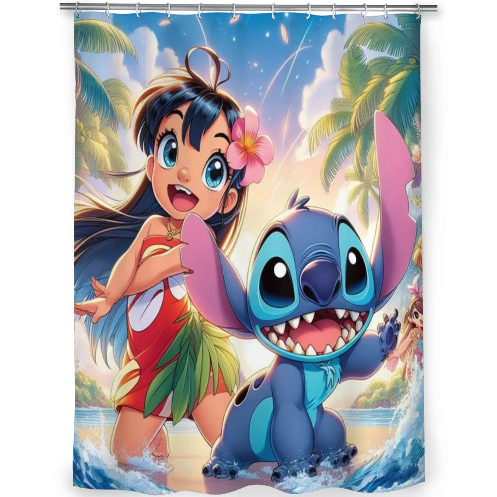 Stitch Unique decor Modern Fabric Bathroom Shower Curtains art design Print Curtain Cartoon Cute Kids