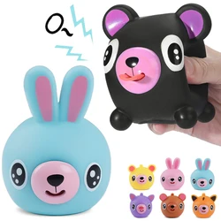 Funny Tongue Sticking Out Cartoon Animal Doll Children's Toy Creative Squeeze Pinch Music Adult Decompression Sound Prank Toys