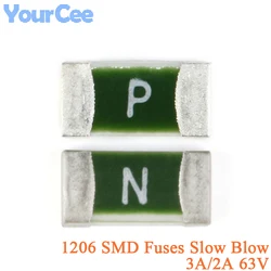 100pcs/5pcs CC12H3A CC12H2A -TR One Time 1206 SMD Fuses Slow Blow 2A/3A 63V Slow Disconnect Disposable Fuse Slow Break