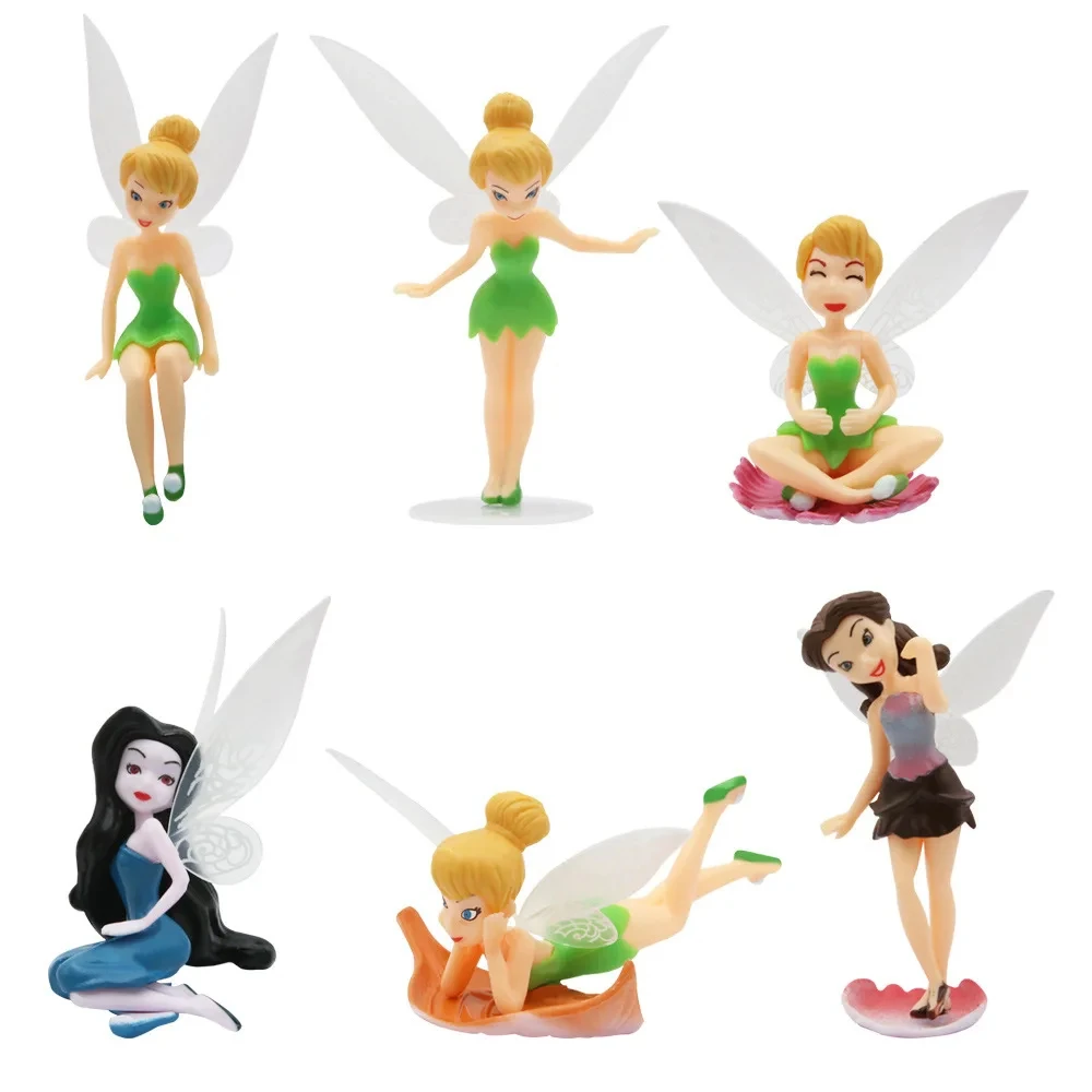 6 szt./zestaw Anime Figurki Akcji Tinkerbell z bajek dla dziewczynek, Tinker Bell, PVC