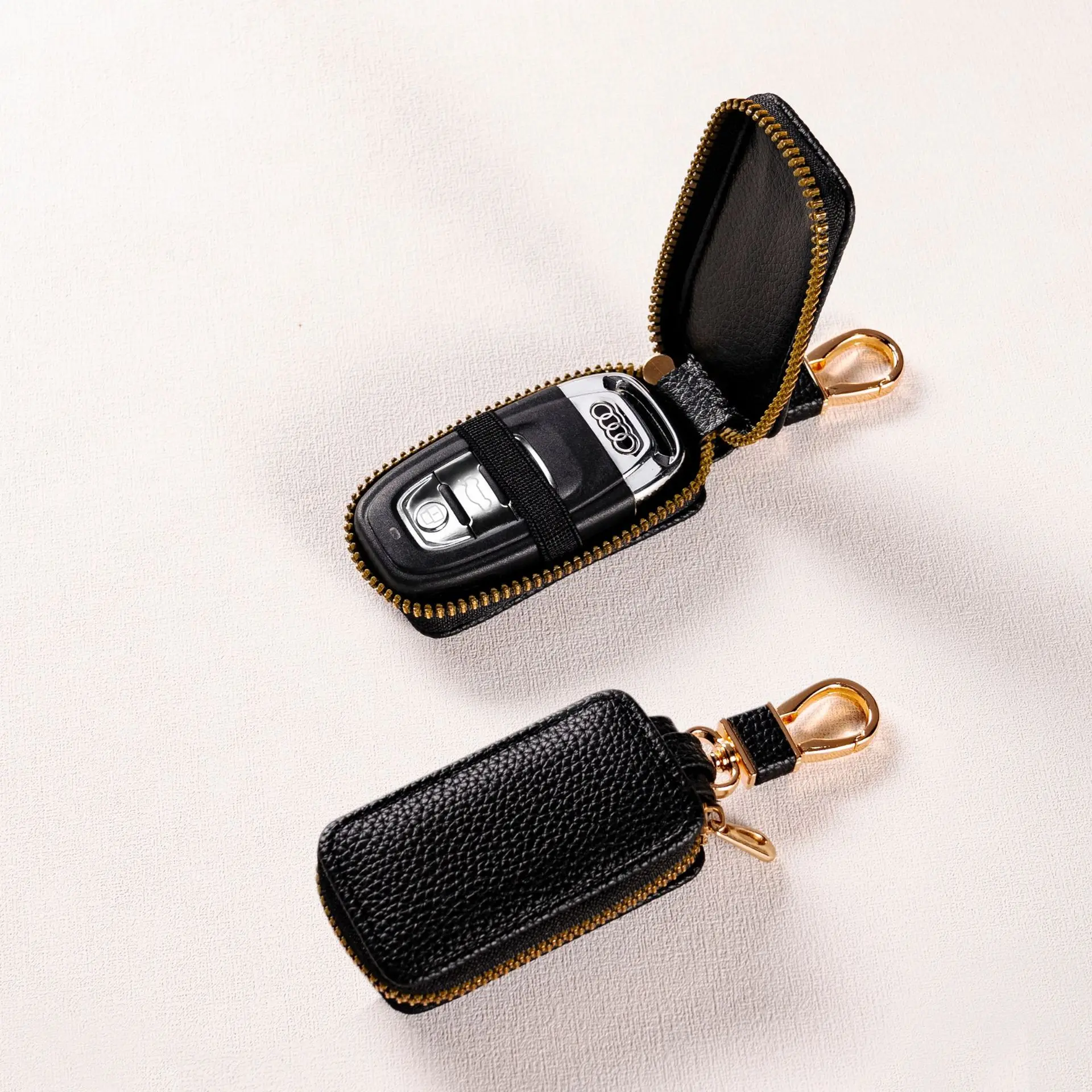 Visual Mirror Car Key Protector Bag portachiavi in pelle Mini Auto Key Pocket Case Retro portachiavi portafoglio Zipper Bag accessori per Auto