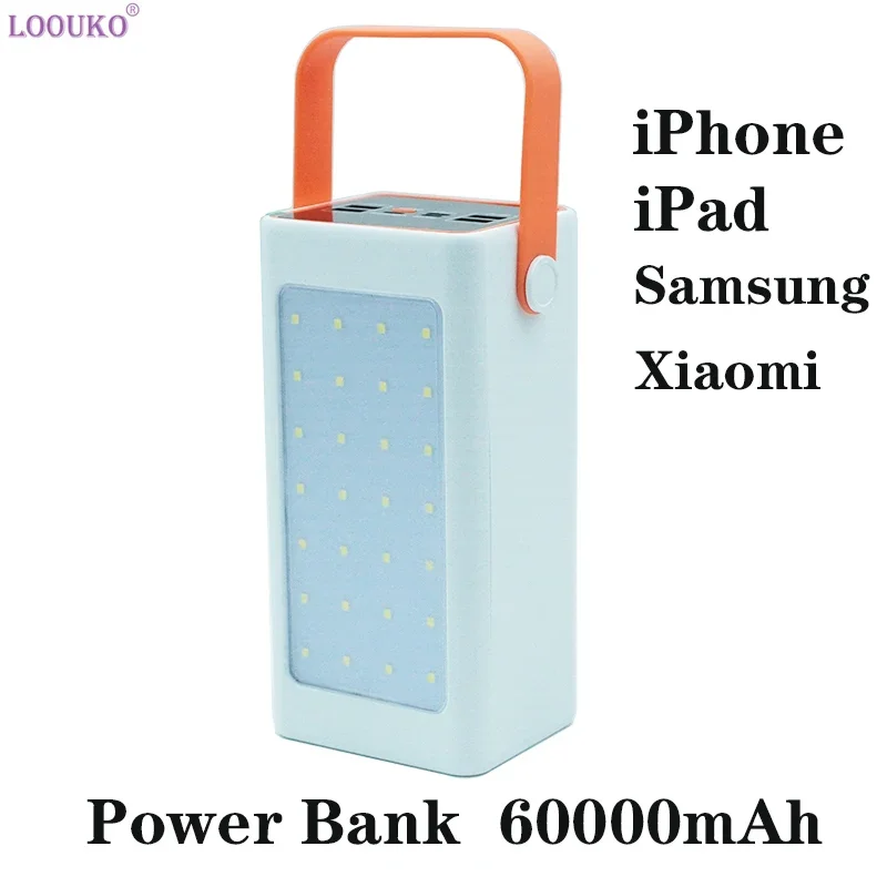 

60000 mAh Power bank Super large capacity Portable charger Charge pal Suitable for iPhone iPad Samsung Xiaomi Emergency Light